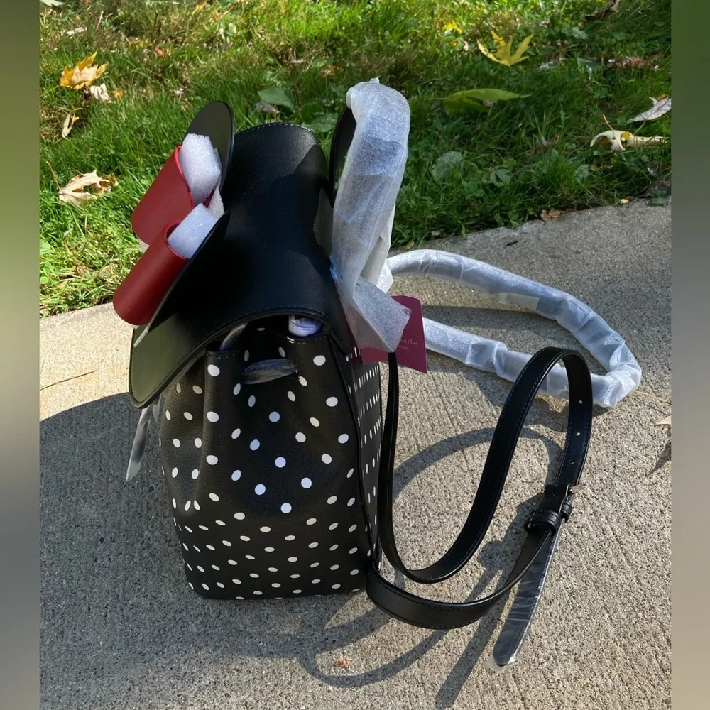 Disney x Kate Spade Minnie Mouse Ears Red Bow Black & White Polka Dot Back Pack